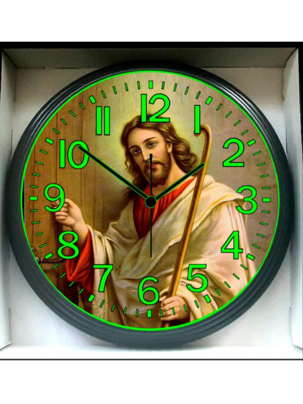 Jesus Christ Religious Glow In The Dark Wall Clock New!